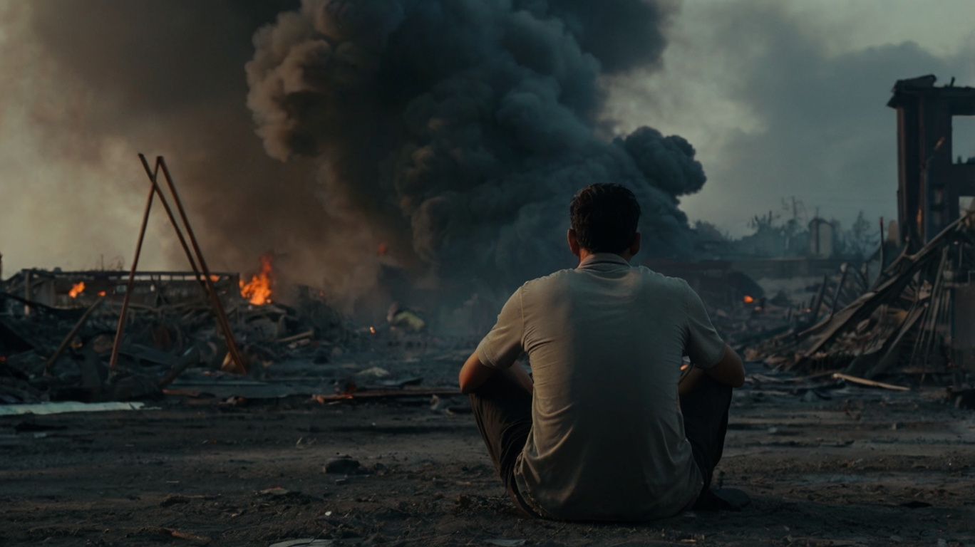 Man practicing tactical breathing to build survival mindset